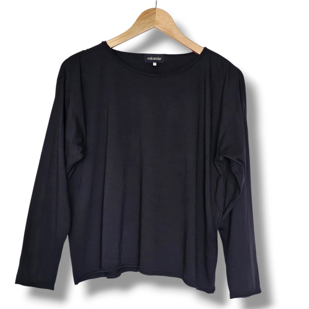 Eskandar Top O/S Womens Black Pima Cotton Oversized Minimalist Quiet Luxury Fall